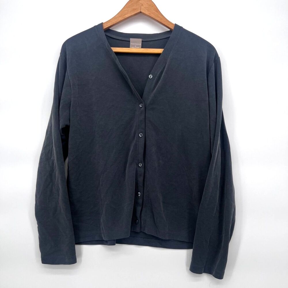 Partners Vneck Layering Cardigan Sweater Earthy Blueish Gray‎ Cabin Cozy Sz MD